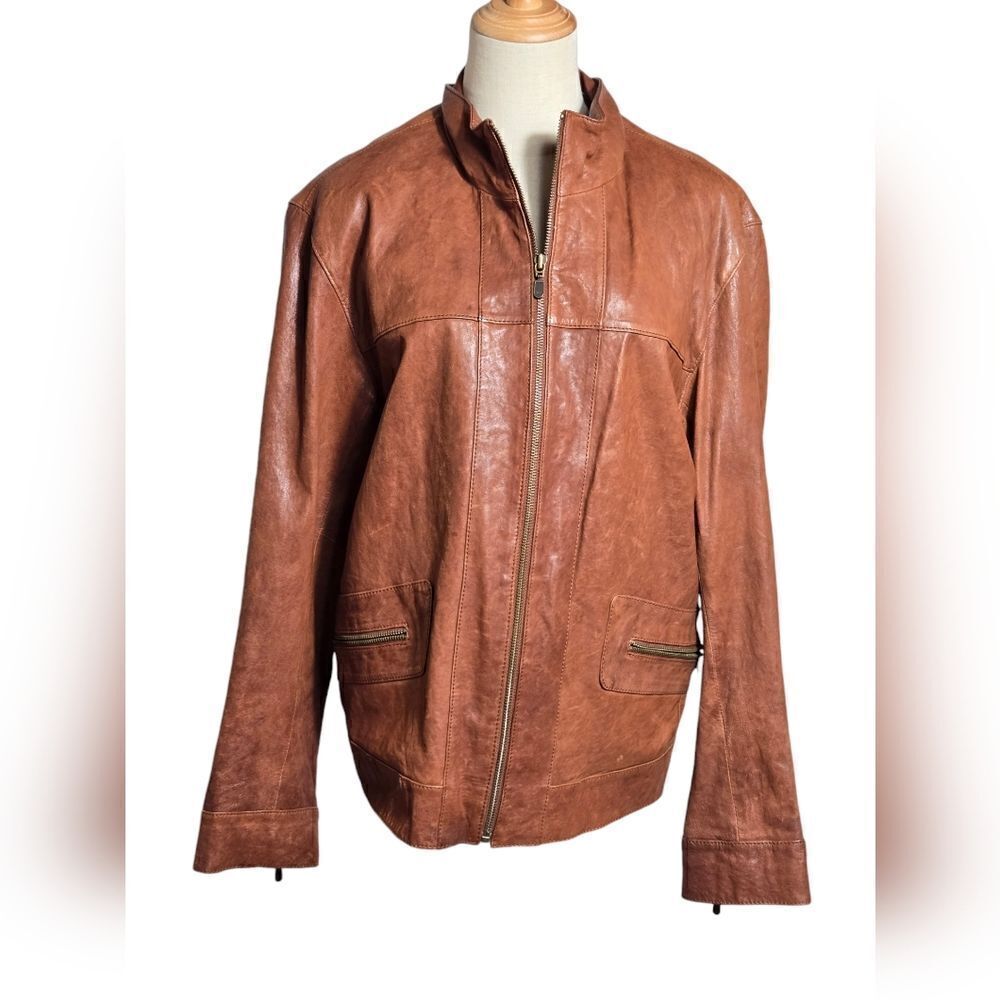 Danier Natural Leather Vintage Bomber Jacket